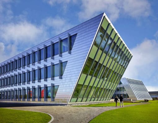 a building with a triangular shape