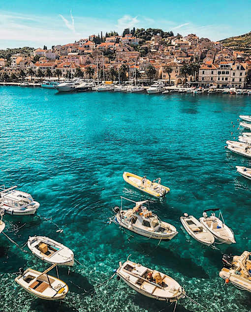 A harbor filled with small boats.