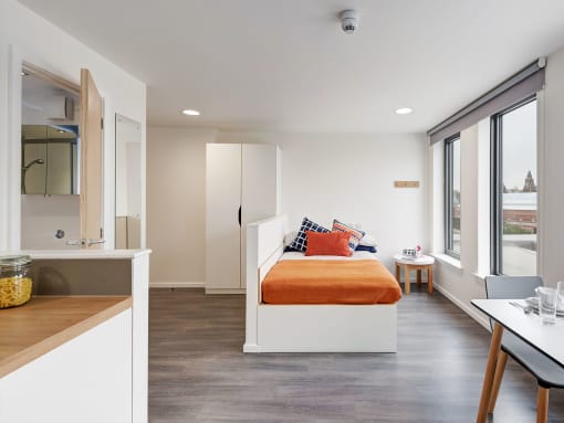 bedroom in student accommodation dunaskin mill