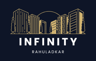 A logo with the words "INFINITY RAHULADKAR" and a stylized city skyline.