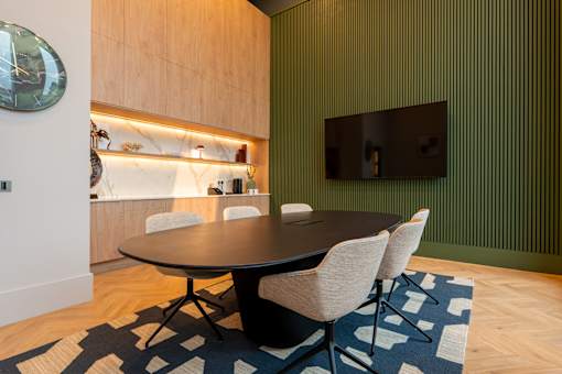 Modern Dining Area at Lighthaus Liverpool Apartments, Liverpool, L3 1EW