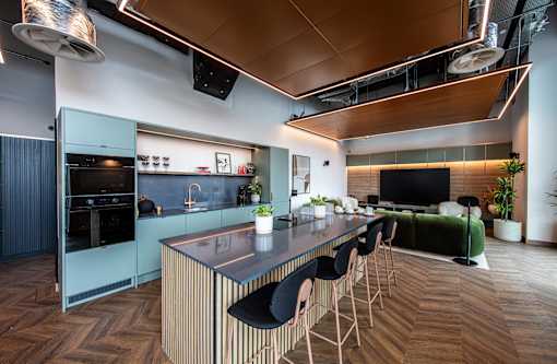 Clubhouse Kitchen at Fairfax Apartments, Manchester, M1 2GN