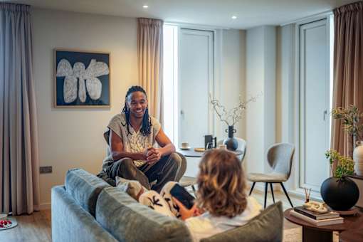 Friends Chatting at Fairfax Apartments, Manchester, M1 2GN