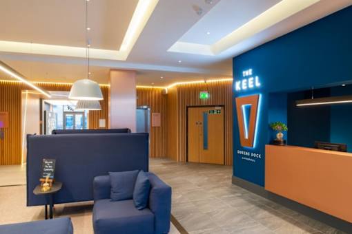 the lobby or reception area of the ideal hotel at The Keel Apartments, Liverpool, L3 4GE