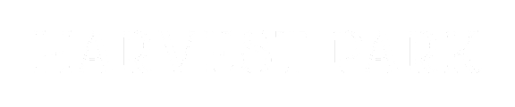 The image displays the words "HARVEST PARK" in white text on a black background.