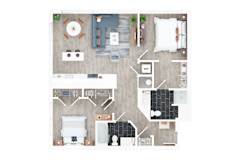 A top-down view of a house layout with labeled rooms.