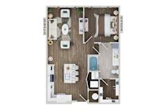 1 bedroom 1 bath A11A Floor Plan at The Sully, Chantilly, 20151