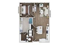 1 bedroom 1 bath A12A Floor Plan at The Sully, Virginia
