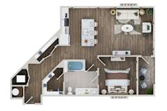 1 bedroom 1 bath A15A Floor Plan at The Sully, Chantilly, VA, 20151