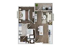 1 bedroom 1 bath A1A Floor Plan at The Sully, Chantilly, Virginia
