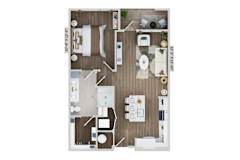 1 bedroom 1 bath A2A Floor Plan at The Sully, Chantilly, VA
