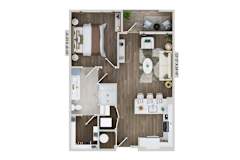 1 bedroom 1 bath A3A Floor Plan at The Sully, Virginia