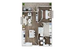 1 bedroom 1 bath A5A Floor Plan at The Sully, Virginia
