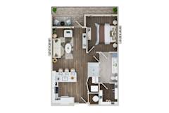 1 bedroom 1 bath A7A Floor Plan at The Sully, Chantilly, 20151