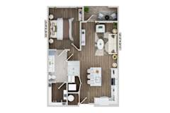 1 bedroom 1 bath A9A Floor Plan at The Sully, Virginia