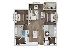 2 bed 2 bath B11B Floor Plan at The Sully, Chantilly, 20151