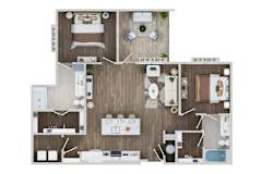 2 bed 2 bath B12B Floor Plan at The Sully, Virginia