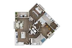2 bed 2 bath B2B Floor Plan at The Sully, Virginia