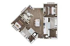 2 bed 2 bath B3B Floor Plan at The Sully, Chantilly, VA