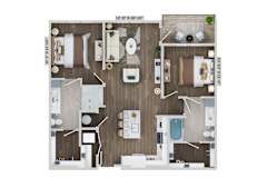 2 bed 2 bath B4B Floor Plan at The Sully, Virginia
