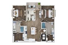 2 bed 2 bath B8B Floor Plan at The Sully, Chantilly