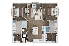 2 bed 2 bath B9B Floor Plan at The Sully, Chantilly, 20151