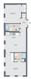 2 bed 2 bath B an illustration of a floor plan of a small house at Reed Row, Washington, 20009