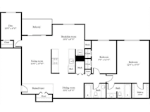 Two bedroom two bathroom floor plan at Tysons Crossing Apartments, Tysons, 22182