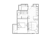 1Bed 1Bath Floor Plan at Lotus Gallacher Apartments, Salt Lake City, UT, 84106