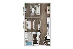 Studio 1 bath S2A Floor Plan at The Sully, Virginia