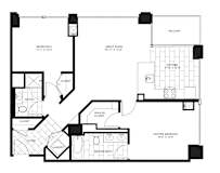 2 Bed 1.5 Bath Floorplan A | 1,195 Sq. Ft. at Flair Tower Apartments, Chicago, IL