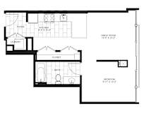 1 Bed 1 Bath Floorplan | 595 Sq. Ft. at Flair Tower Apartments, Chicago, IL
