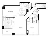 2 Bed 1.5 Bath Floorplan C | 1,080 Sq. Ft. at Flair Tower Apartments, Chicago Illinois