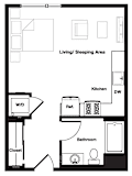 Studio 1 bath 0C Floor Plan | 472-500 Sq. Ft. at L Seven, San Francisco