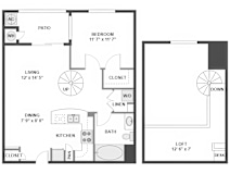 1 Bed 1 bath B Floor Plan | 877 Sq. Ft. at The Kitt at Warner Center Apartments, California