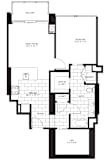 1 Bed 1 Bath Floorplan E | 724 Sq. Ft. at Flair Tower Apartments, Illinois, 60654