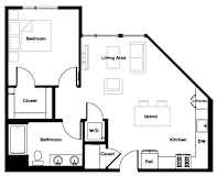 1 bed 1 bath 1F Floor Plan | 757 Sq. Ft. at L Seven, California