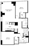 2 Bed 2 Bath Floor Plan | 1,185 Sq. Ff. at Shoreham and Tides, Chicago, IL