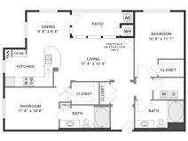 2 bed 2 bath A Floor Plan | 1,115 Sq. Ft. at The Kitt at Warner Center Apartments, Woodland Hills, CA, 91303