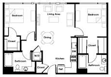 2 bed 2 bath 2B - 2B AHP Floor Plan | 984-988 Sq. Ft. at L Seven, California