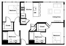 2 bed 2 bath 2D - 2D AHP Floor Plan | 986-1,059 Sq. Ft. at L Seven, California, 94103