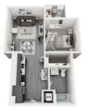 1 Bedroom plan with 613 Sq. Ft. at Olive DTLA, Los Angeles, CA, 90015