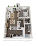 1 Bed 1 Bath Floor Plan | 759 Sq. Ft. at Willowest in Collier Hills, Atlanta, GA