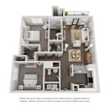 2 Bed 1.5 Bath Floor Plan | 1,121 Sq. Ft. at Willowest in Collier Hills, Georgia