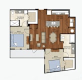 B2 ALT 1 Floor Plan | 1,110 Sq. Ft. at Abstract at Design District, Dallas, 75207