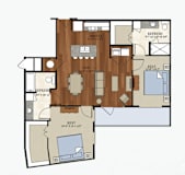 B2E Floor Plan | 1,077 Sq. Ft. at Abstract at Design District, Dallas, TX, 75207