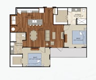 B2 Floor Plan | 1,075 Sq. Ft. at Abstract at Design District, TX