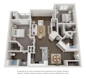2 Bed 2 Bath Floor Plan | 1,260 Sq. Ft. at Willowest in Collier Hills, Georgia, 30318