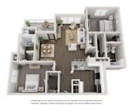 2 Bed 2 Bath Floor Plan | 1,186 Sq. Ft. at Willowest in Collier Hills, Atlanta