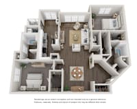 2 Bed 2 Bath Floor Plan | 1,289 Sq. Ft. at Willowest in Collier Hills, Georgia, 30318